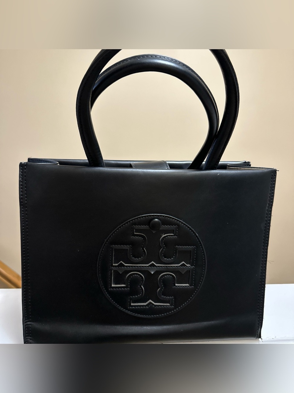 Tory Burch Black Ella Small Logo Tote